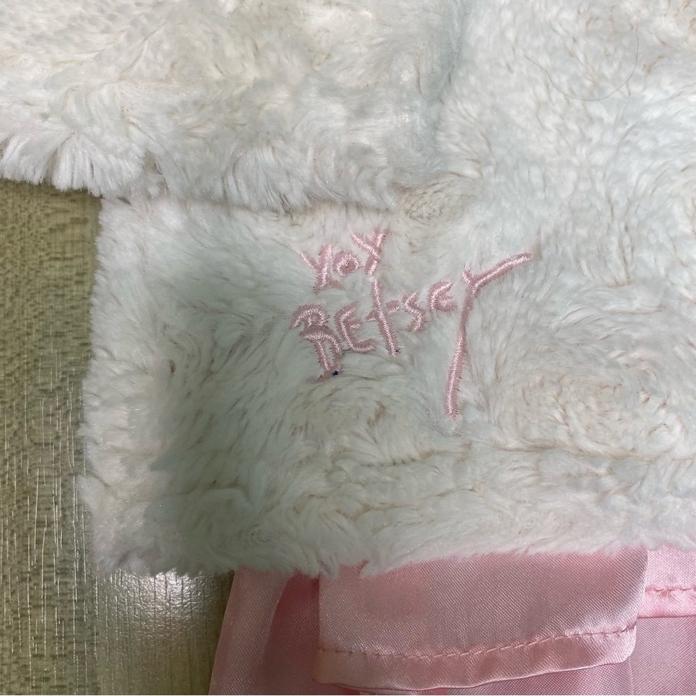 Vintage Betsey Johnson Faux Fur Sweater Top Pink Satin Trim And Bow Size 18-24M - Picture 3 of 5